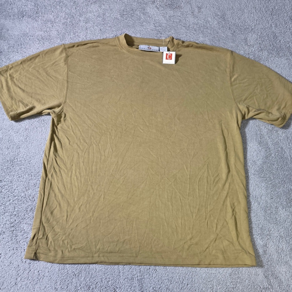 Chiamare Mens Large T-Shirt Olive Tan Rayon‎ Blend Short Sleeve Crewneck 3785